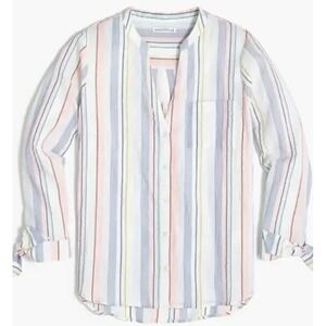 J. Crew Mercantile Women's Striped Lightweight Tie Cuff Button Down Top Small